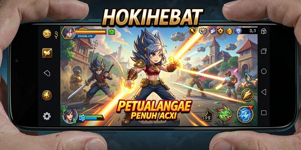 Tampilan seru gameplay HOKIHEBAT dengan karakter Anime menawan.