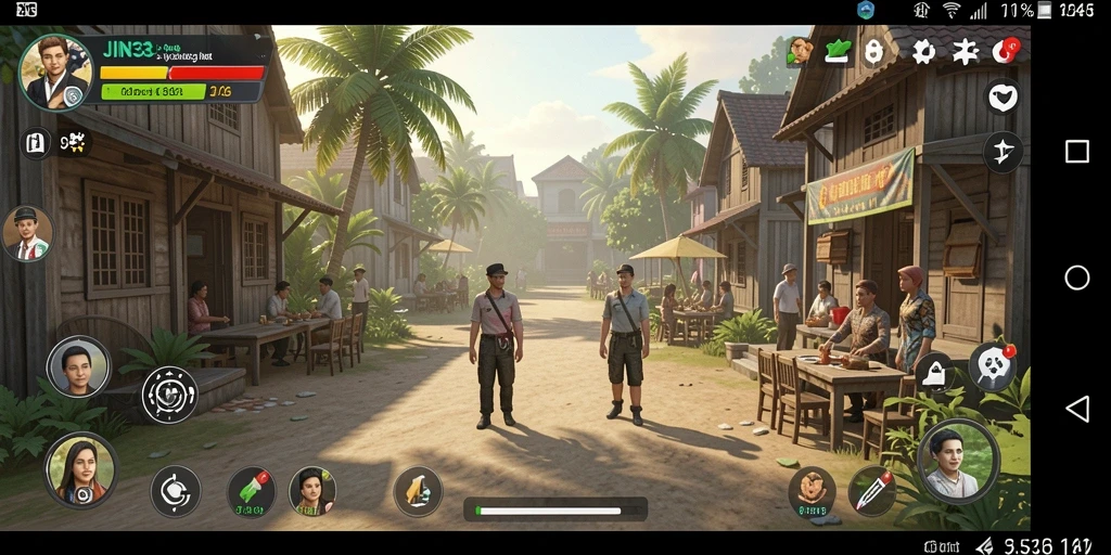 Tampilan gameplay JIN33 yang menampilkan interaksi karakter di dunia virtual.