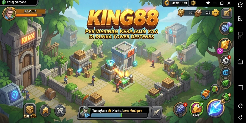 Tampilan aksi mendebarkan dari gameplay Tower Defense KING88.