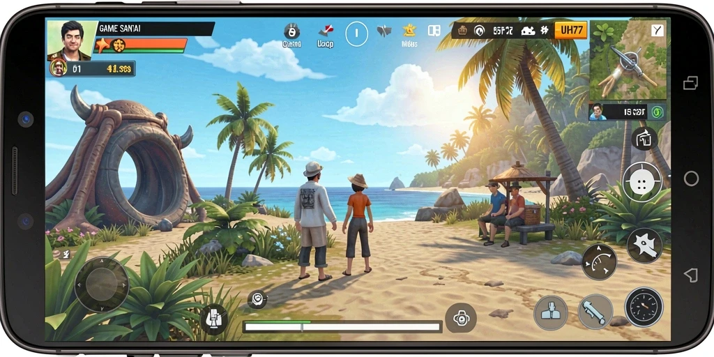 Tangkapan layar UH77 menunjukkan momen seru gameplay yang penuh warna.