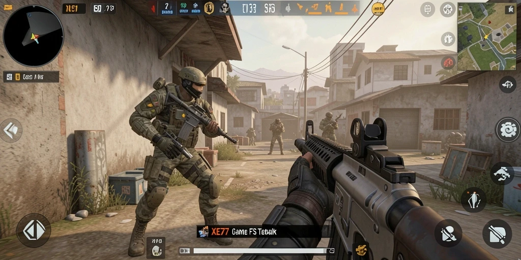 Tampilan aksi seru dalam gameplay XE77 yang mendebarkan.